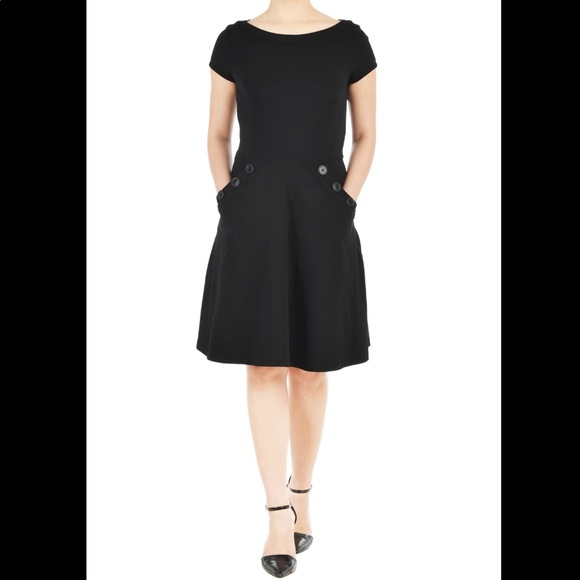 EShakti Black Large Button Front Pocket Dress NWOT - Picture 2 of 11